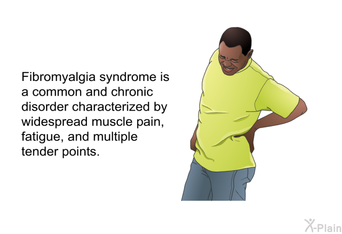 Fibromyalgia syndrome is a common and chronic disorder characterized by widespread muscle pain, fatigue, and multiple tender points.