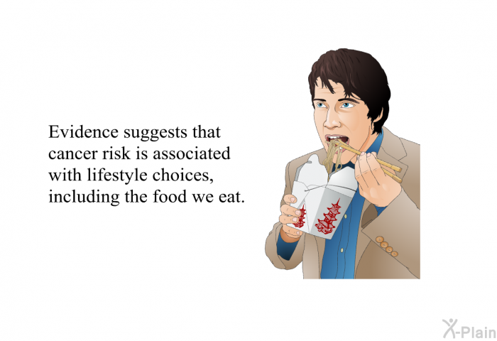 Evidence suggests that cancer risk is associated with lifestyle choices, including the food we eat.