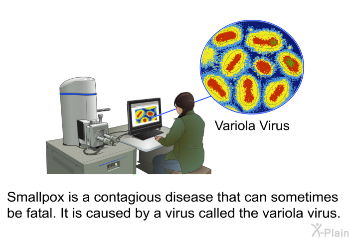 Smallpox is a contagious disease that can sometimes be fatal. It is caused by a virus called the variola virus.