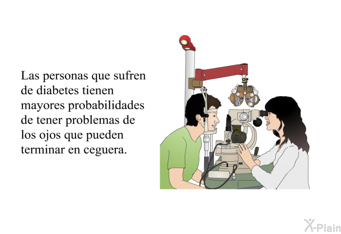 Las personas que sufren de diabetes tienen mayores probabilidades de tener problemas de los ojos que pueden terminar en ceguera.