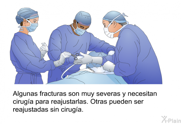 Algunas fracturas son muy severas y necesitan ciruga para reajustarlas. Otras pueden ser reajustadas sin ciruga.