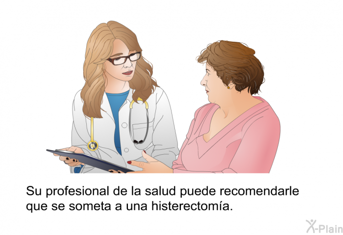 Su profesional de la salud puede recomendarle que se someta a una histerectoma.