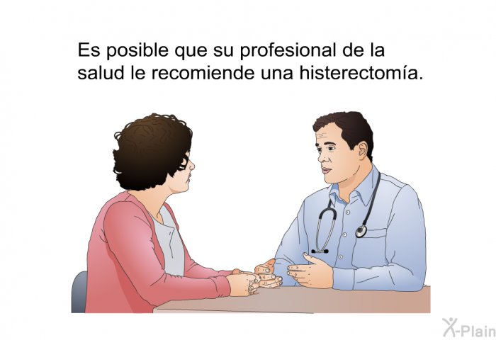 Es posible que su profesional de la salud le recomiende una histerectoma.