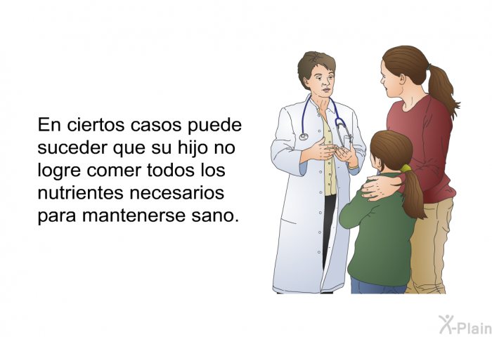 En ciertos casos puede suceder que su hijo no logre comer todos los nutrientes necesarios para mantenerse sano.