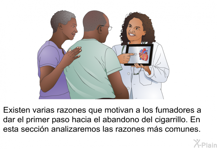 Existen varias razones que motivan a los fumadores a dar el primer paso hacia el abandono del cigarrillo. En esta seccin analizaremos las razones ms comunes.