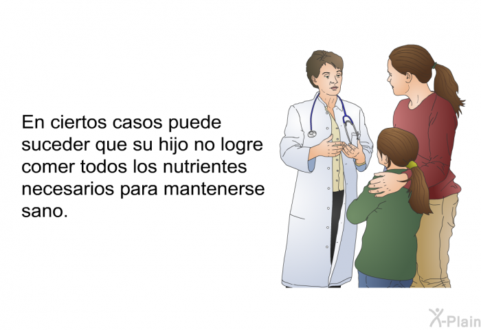 En ciertos casos puede suceder que su hijo no logre comer todos los nutrientes necesarios para mantenerse sano.