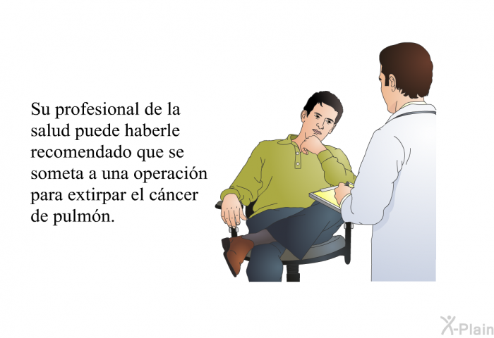 Su profesional de la salud puede haberle recomendado que se someta a una operacin para extirpar el cncer de pulmn.