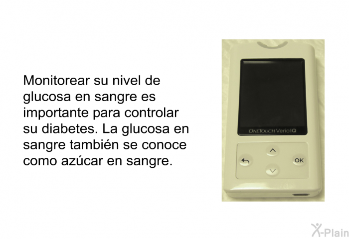 Monitorear su nivel de glucosa en sangre es importante para controlar su diabetes. La glucosa en sangre tambin se conoce como azcar en sangre.